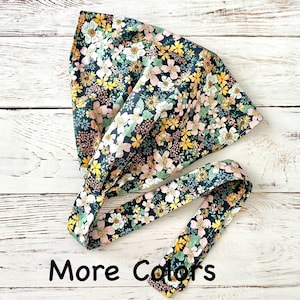 Wide Cotton Bandana Head Scarf: Boho Ribbon Tie Headband