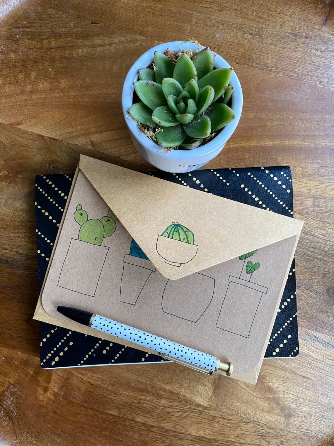 Greenery 4 Pots Landscape Plant Card Etsy
