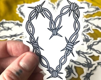 Barbed Wire Heart Sticker, Western Cowboy Art, Waterproof Vinyl Decal
