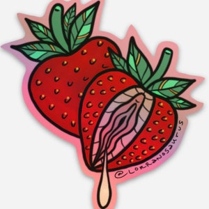 Holographic Strawberry WAP Sticker