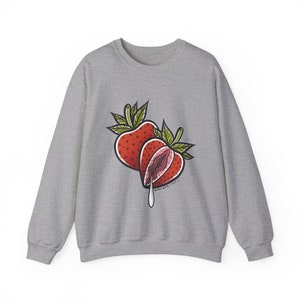 Strawberry WAP Vulva Fruit Art Unisex Heavy Blend™ Crewneck Sweatshirt - LOR&INK