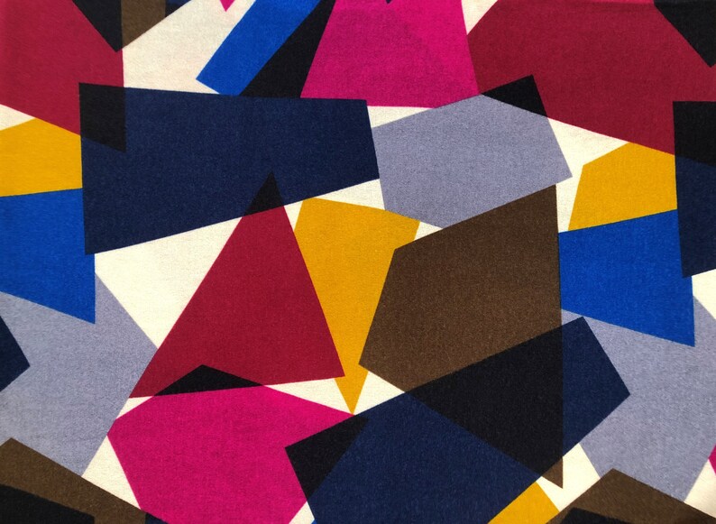 Sweater Fabric Loose Knit Jersey Fabric Colorful Geometry Rainbow Color by the Yard
