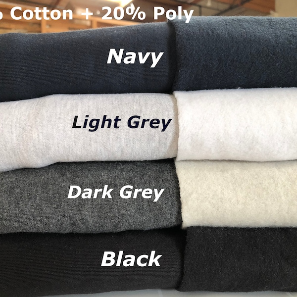 Premium Heavyweight Cotton Fleece Fabric for Hoodies, Sweatshirt, Sweatpants, Craft, High Quality Matching Ribs