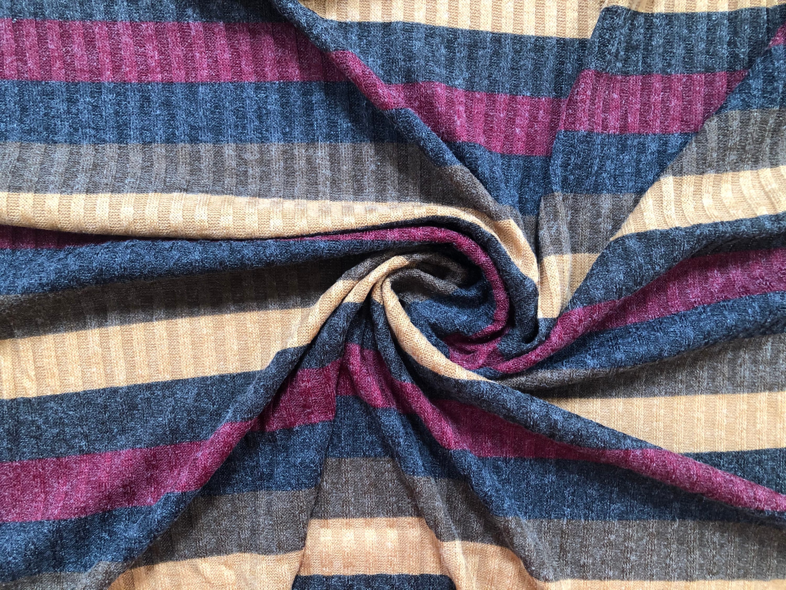 Brown Stripes Rib Knit Fabric 4x4 Ribbing 75 Stretch Fabric Etsy