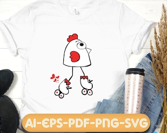 Funny skating Chicken svg,  Chicken svg, rooster svg, Chiken png, cricut, silhouette, cutfile, ai, eps, png, pdf