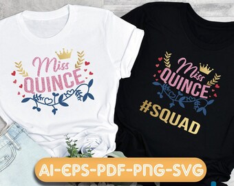 Miis quince svg, quinceanera svg, quince png, mis quinces anos svg, cumpleanera svg, instant download.