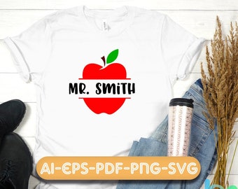 Apple Name Frame SVG, Teacher svg, School svg, Apple svg, Apple Monogram svg, Digital Download, Cricut, Silhouette,