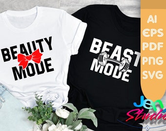 Beast mode svg, beauty mode svg, mode couple svg, Valentine day svg, couple love svg, cutfile, cricut, silhouette, ai, eps, pdf, png