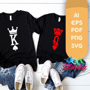 King and Queen svg, Valentine day svg, pareja King Queen svg, jugando a la carta svg, valentine svg, cricut, silhouette, ai, eps, pdf, png