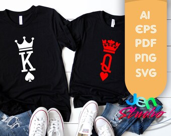 King and Queen svg, Valentine day svg, couple King Queen svg, playing card svg, valentine svg, cricut, silhouette, ai, eps, pdf, png