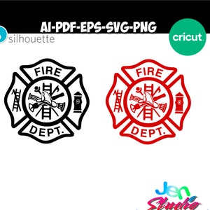 Fire Dept svg, Bombeiro svg, logotipo do corpo de bombeiros americano svg, Download instantâneo de bombeiro para Cricut, Download digital, eps, ai, png. pdf