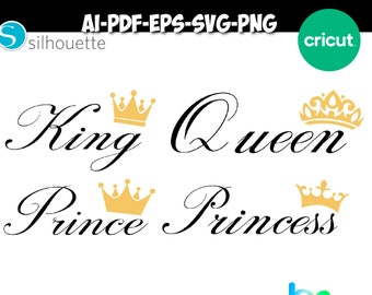 family of king svg, queen svg, princess svg, couple valentine day svg, cutfile, Instant Download,Digital Download ,eps, ai, png. pdf