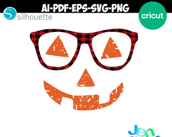 pumpkin face with glasses svg, Halloween svg, pumpkin bundle svg, Thanksgiving svg, Fall Pumpkin svg, cricut, Silhouette cut file