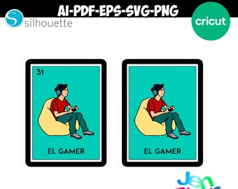 EL gamer svg,  El gamer png, loteria card svg, Mexican loteria svg, spanish svg, loteria png.
