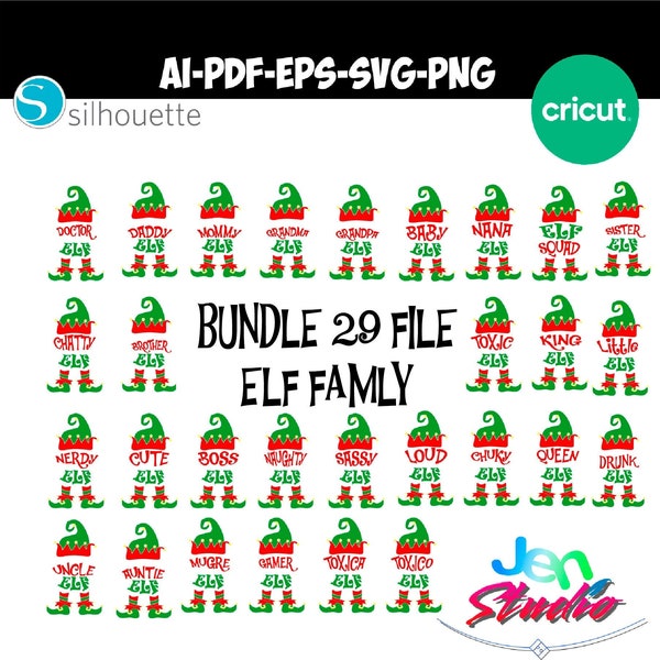 Elf Family svg, ELF svg, Christmas svg, Merry Christmas svg, Cricut, Silhouette, cutfile, png, ai, pdf, eps