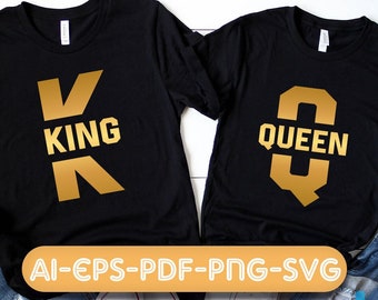 King and Queen svg, Valentine day svg, couple King Queen svg, playing card svg, valentine svg, cricut, silhouette, ai, eps, pdf, png