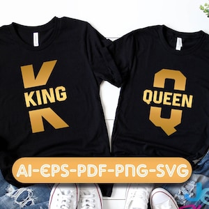 King and Queen svg, Valentine day svg, couple King Queen svg, playing card svg, valentine svg, cricut, silhouette, ai, eps, pdf, png
