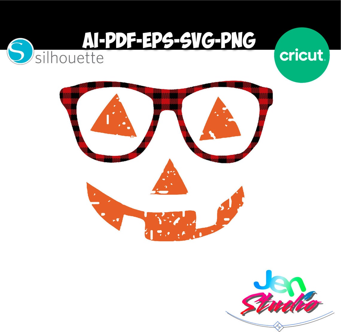 Pumpkin Face With Glasses Svg Halloween Svg Pumpkin Bundle Etsy