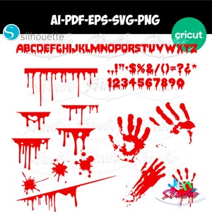 blood drips svg, font drips svg, bloody hand svg, dripping svg, blood svg, Halloween svg, dripping border, blood splash svg