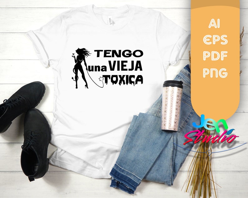 tengo una vieja que es toxica svg, toxica svg, toxic svg, Spanish svg, Biohazard svg, la vistima svg, Cricut, silhouette , cut file image 1