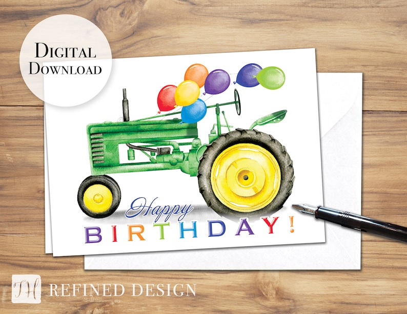 Grüner Traktor alles Gute zum Geburtstag Bday Grußkarte Vater Etsy