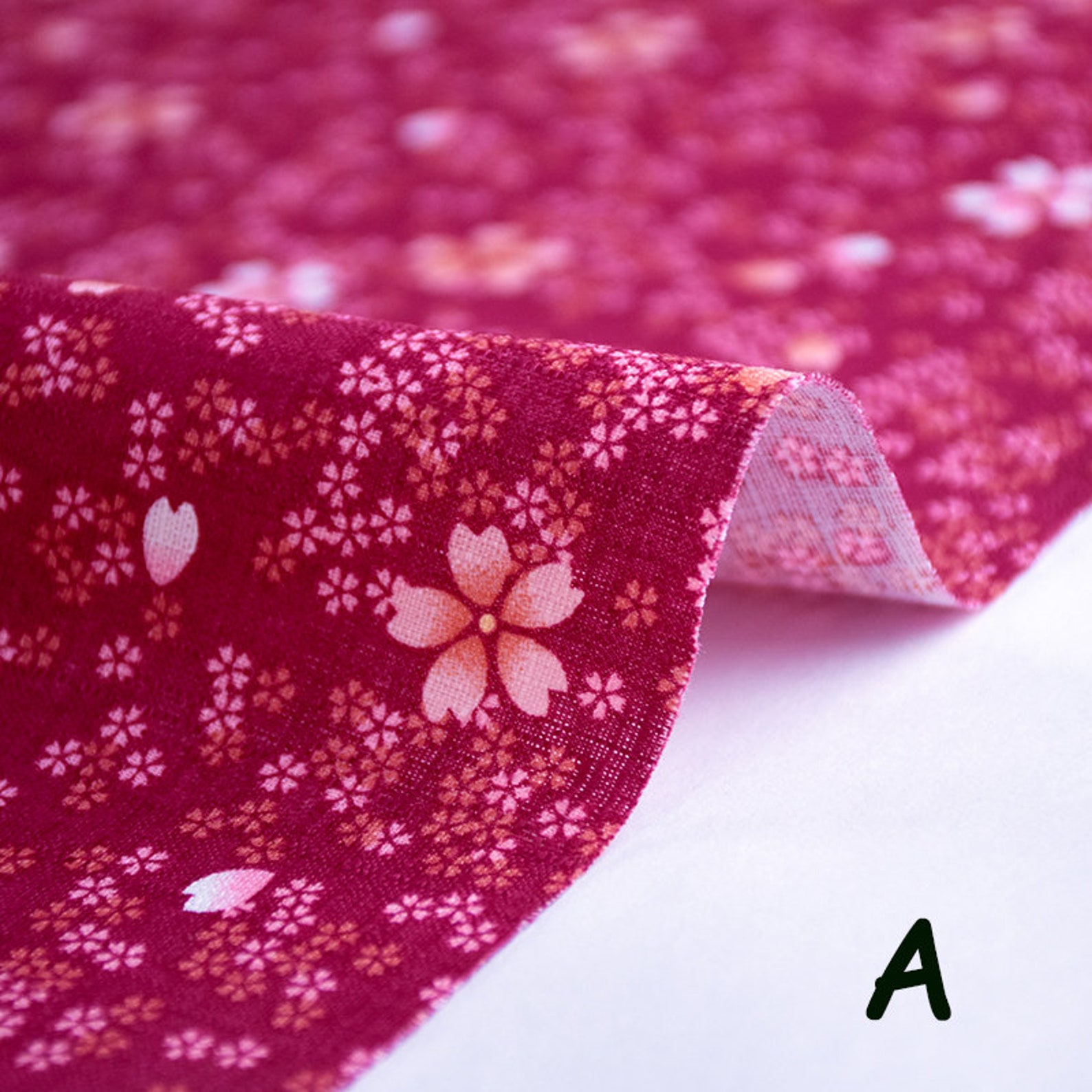 Japanese Cherry Blossom Fabric Small Cherry Blossom Slub Etsy