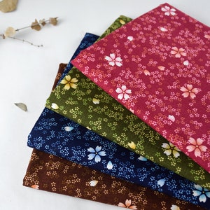 Japanese Cherry Blossom Fabric, Small Cherry Blossom Slub Cotton Fabric, Kimono Bathrobe Cheongsam Fabric, By The Half Yard
