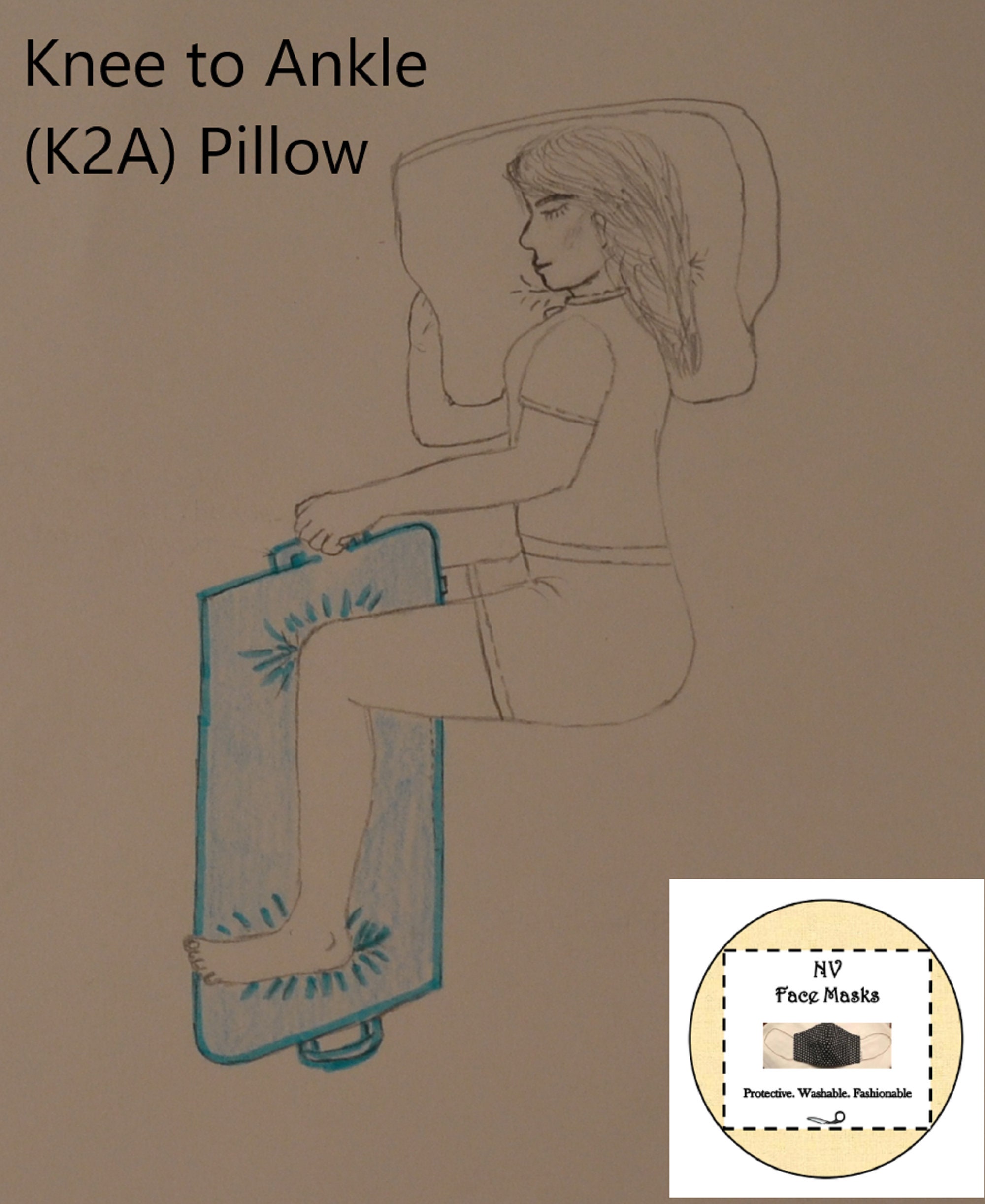 Knee to Ankle K2A Pillow for Side Sleepers, Very Soft Filling