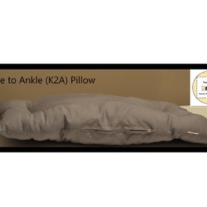 Knee to ankle (K2A) pillow for side sleepers, very soft filling, single layer or handmade cotton quilted shell, made to order.