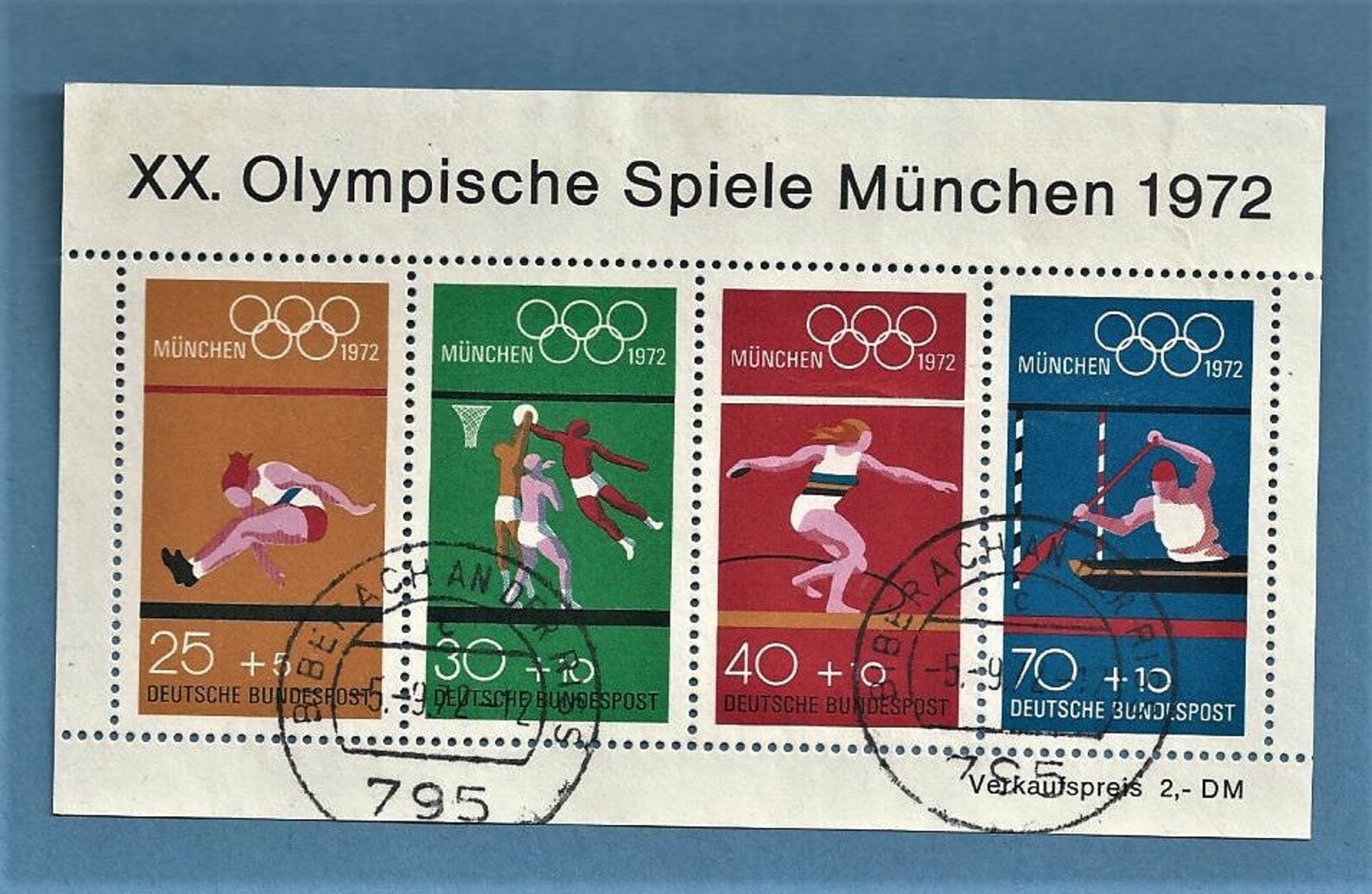 1972 Munich Olympic Games Stamps with Official Postmark Mini Etsy
