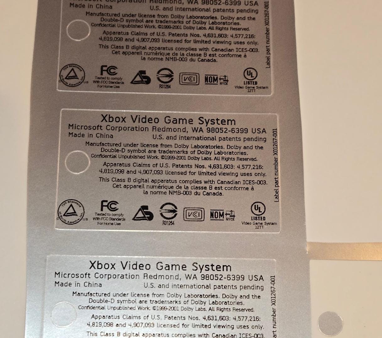 Original Xbox Replacement Back Stickers / Security / Warranty Labels ...