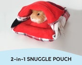 Holiday 2-in-1 Snuggle Pouch for small animals Christmas Snuggle Sack for guinea pigs, rats, hedgehogs, chinchilla Cave bed