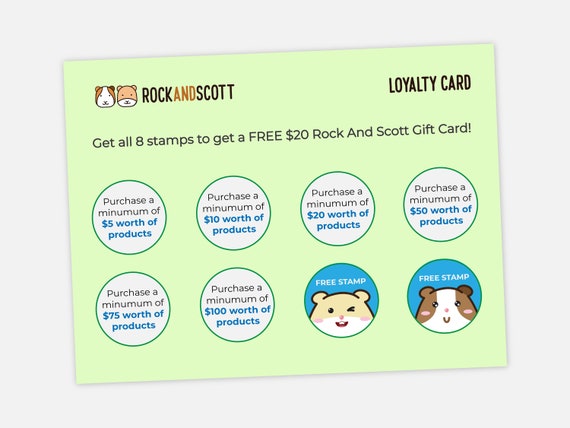 Loyalty Card Collect All Stamps to Get a FREE 20 Dollar Rock and Scott Gift  Card 