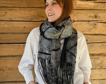 Foulard femme fait main. Echarpe en laine femme hiver. Écharpe en feutre Nuno pour femmes. Echarpe 100 % laine mérinos. Echarpe de luxe en laine feutrée pour femme.