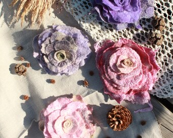 Broches pour femmes. Cadeau broche en feutre. Broche fleur en laine mérinos. Broche épingle femme. Broche faite main. Cadeau pour maman. Cadeau pour professeur.