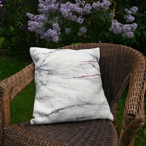 White wool pillow, Handmade nuno felted woolen pillow cover, Merino wool sofa pillow, Minimalistic pillows for couch, Home decor pillow case