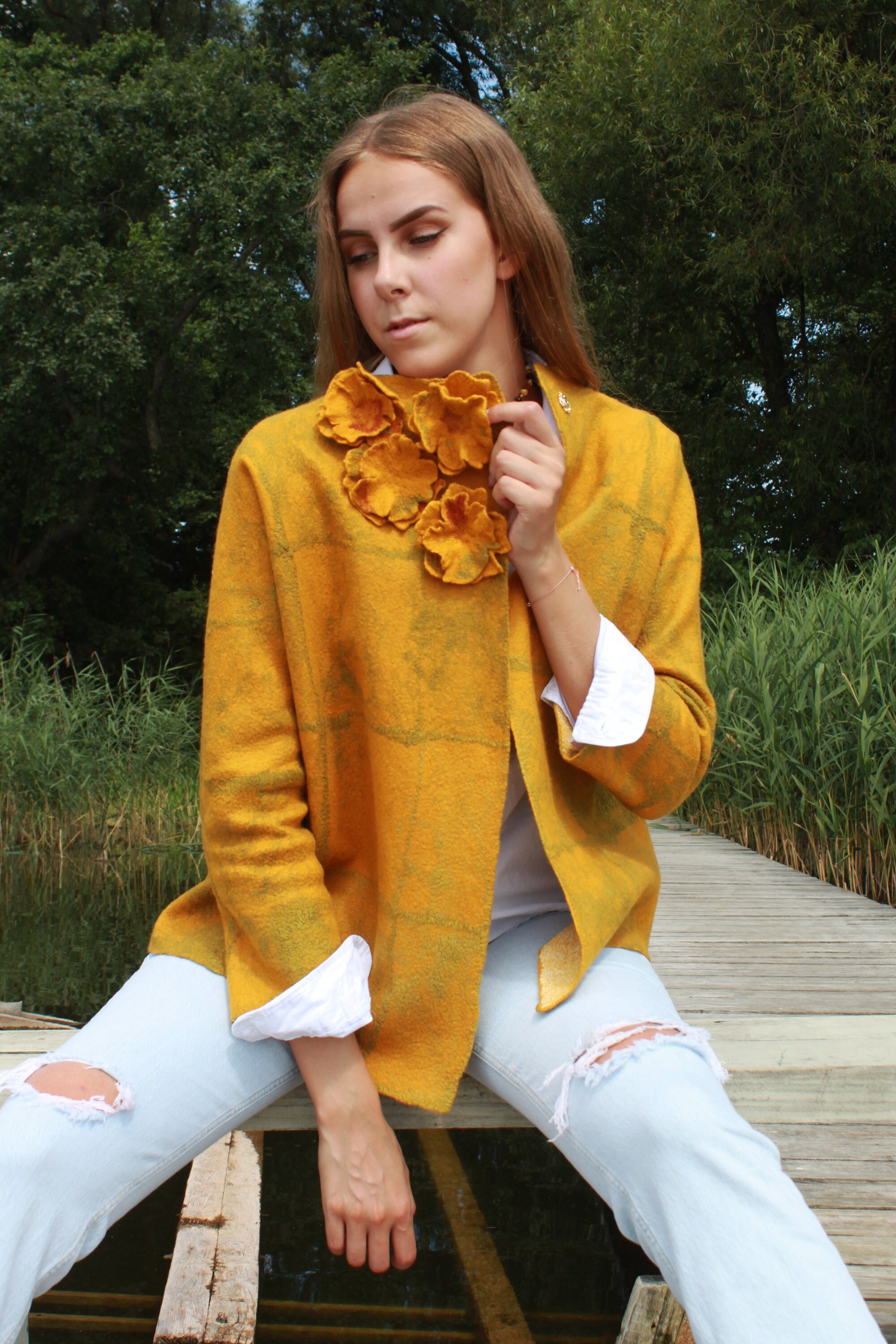 Felted Jacket for Women Short Coat Handmade Jacket Collar Etsy UK