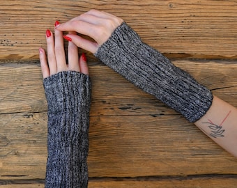 Hand warmers, Armstulpen, Handstulpen, Wool long arm sleeves for women, Arm warmers, Handmade fingerless mitts for her, Mom day gift idea