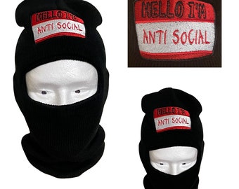 Embroidered Balaclava 3 Hole Ski Mask - I'm Anti Social