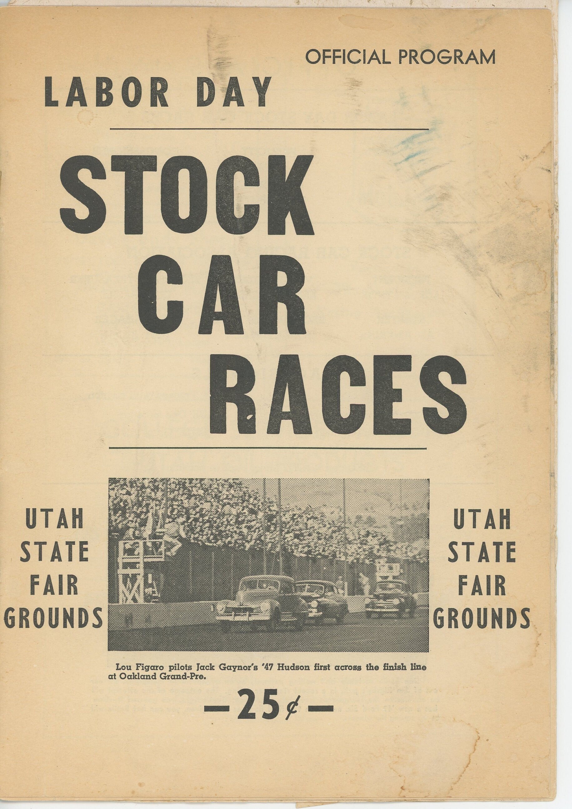 1949 Utah State Fair Grounds Stock Car Racing Program Rare Labor Day