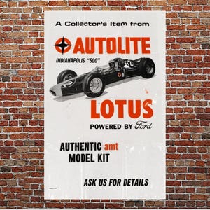 Rare 1963 Indy 500 Jim Clark Lotus AMT Model Kit Window Poster! 39x24 Ford Race Car Sign