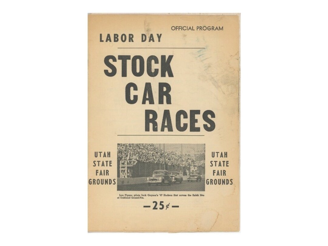 1949 Utah State Fair Grounds Stock Car Racing Program Rare Labor Day