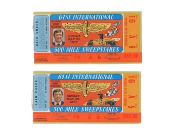 Bilet na wyścig Indy 500 z 1977 roku! Zabytkowy bilet wyścigowy z Indianapolis AJ Foyt, Indycar! 2 bilety: Wybierz