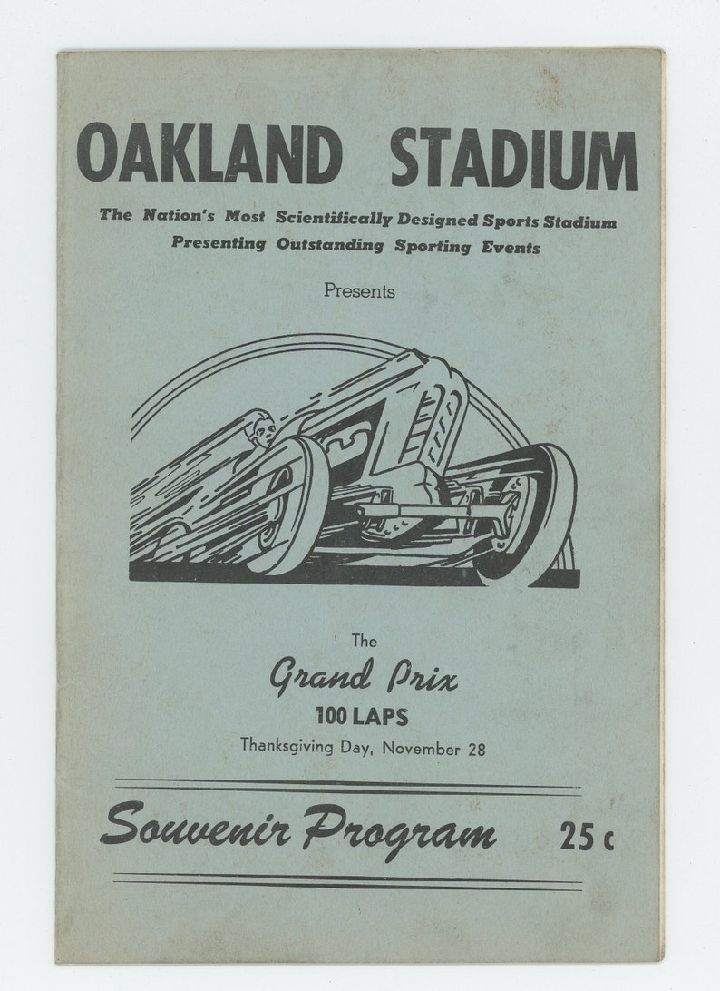 1946 Oakland Stadium Grand Prix Open Wheel Auto Race Program! Rare ...