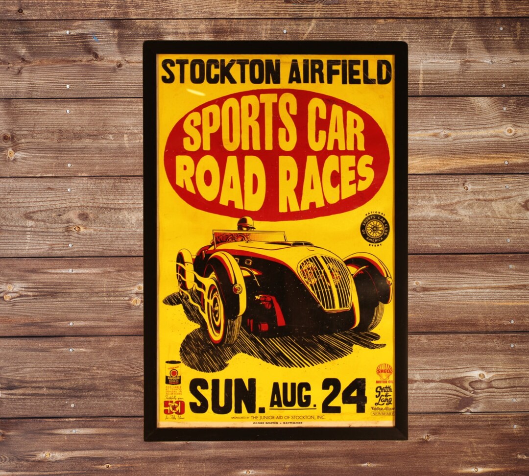 1950's California Auto Racing Framed Poster! Vintage Morgan Sport Car ...