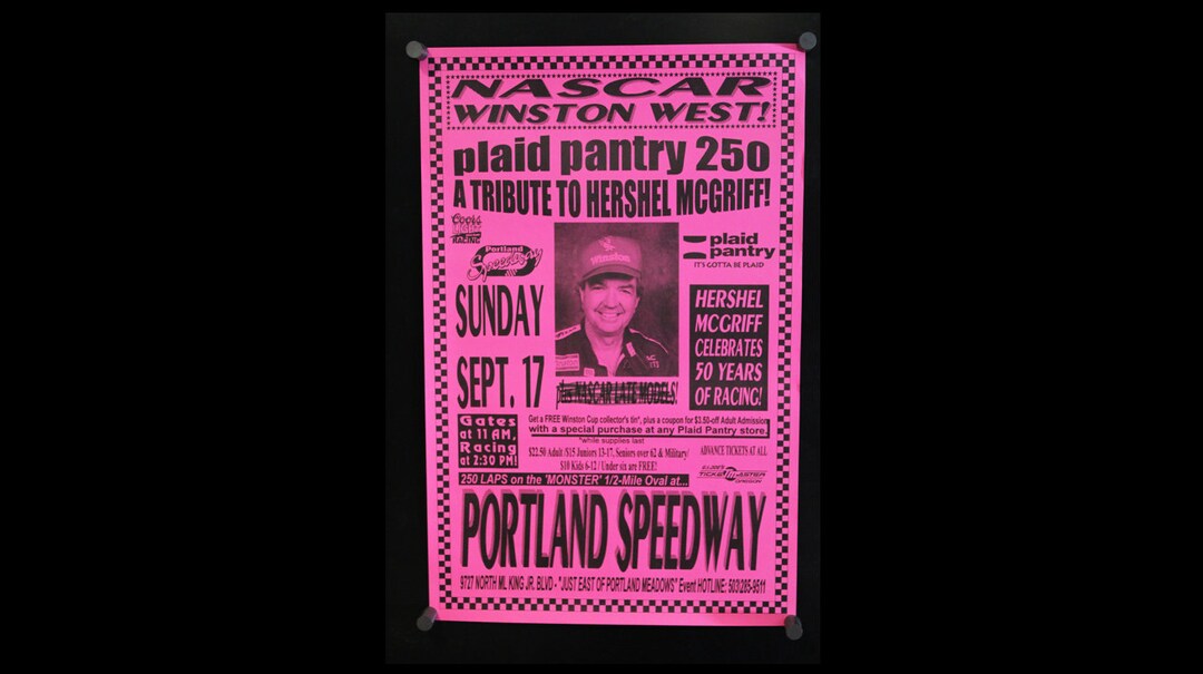 1980s NASCAR Racing Poster Portland Speedway Oregon Hershel - Etsy