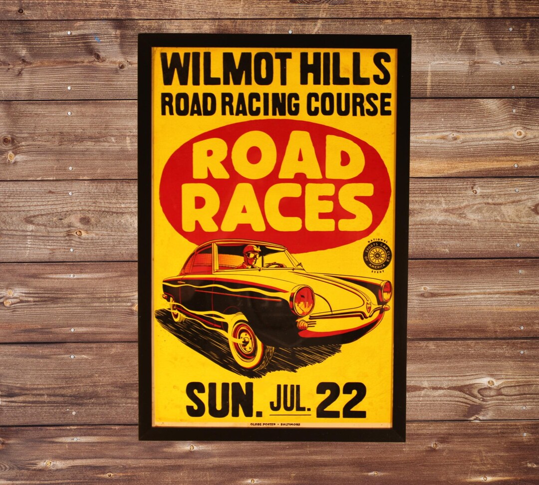 Wisconsin Racing Poster 1960's Wisconsin Auto Racing Framed Poster! Sports Car Race Art Sign ...