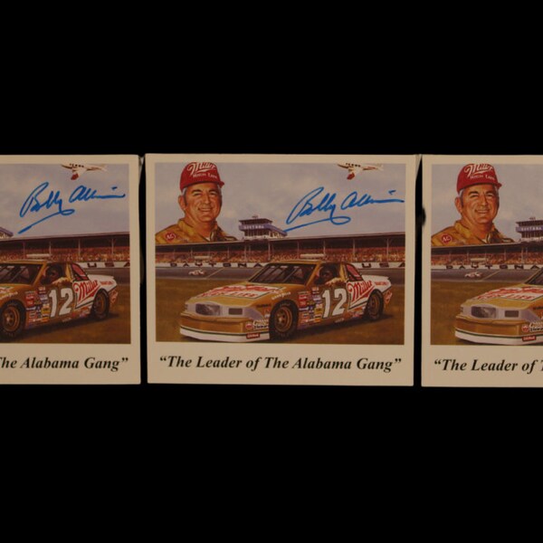 Bobby Allison Autographed NASCAR Photo Cards! Vintage Racing Stock Car Legend Signed Miller Beer Car - Alabama Gang Leader Card 3-to-Choose