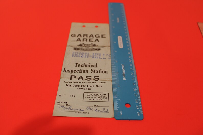 1977 NASCAR Penske Racing Employee Garage Tickets! Technical Inspection ...