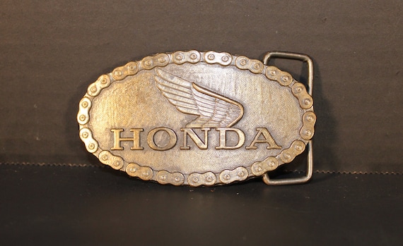 1970s Honda Belt Buckle Motorcycle Chain Style Brass Vintage Dirt